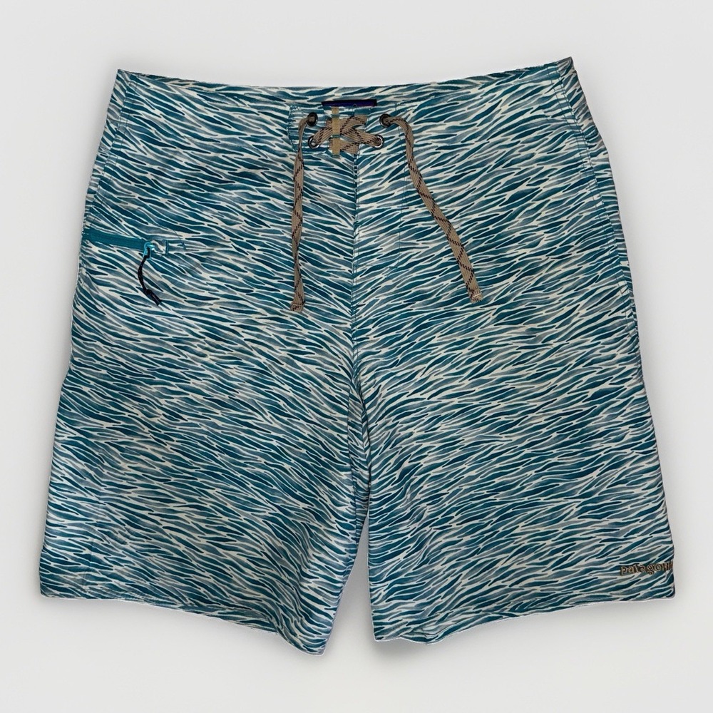 Patagonia Men's Size 32 Wave Print Board Shorts Unlined Surf Swim 9" Inseam